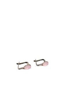 Cute Pink Stone Hoop Earrings