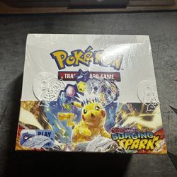 *HAS TEAR/CUT SEE IMAGES* Pokémon Surging Sparks Booster Box $300 obo Scarlet Violet