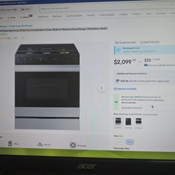 Samsung Bespoke 30-in 5 burners 6-cu ft Air Fry Convection Oven Slide-In Natural Gas Range ( Stainless steel )