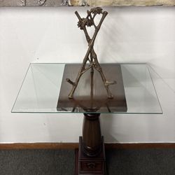 Traditional Burl Accent Pedestal / Display Column – 32.5” Tall