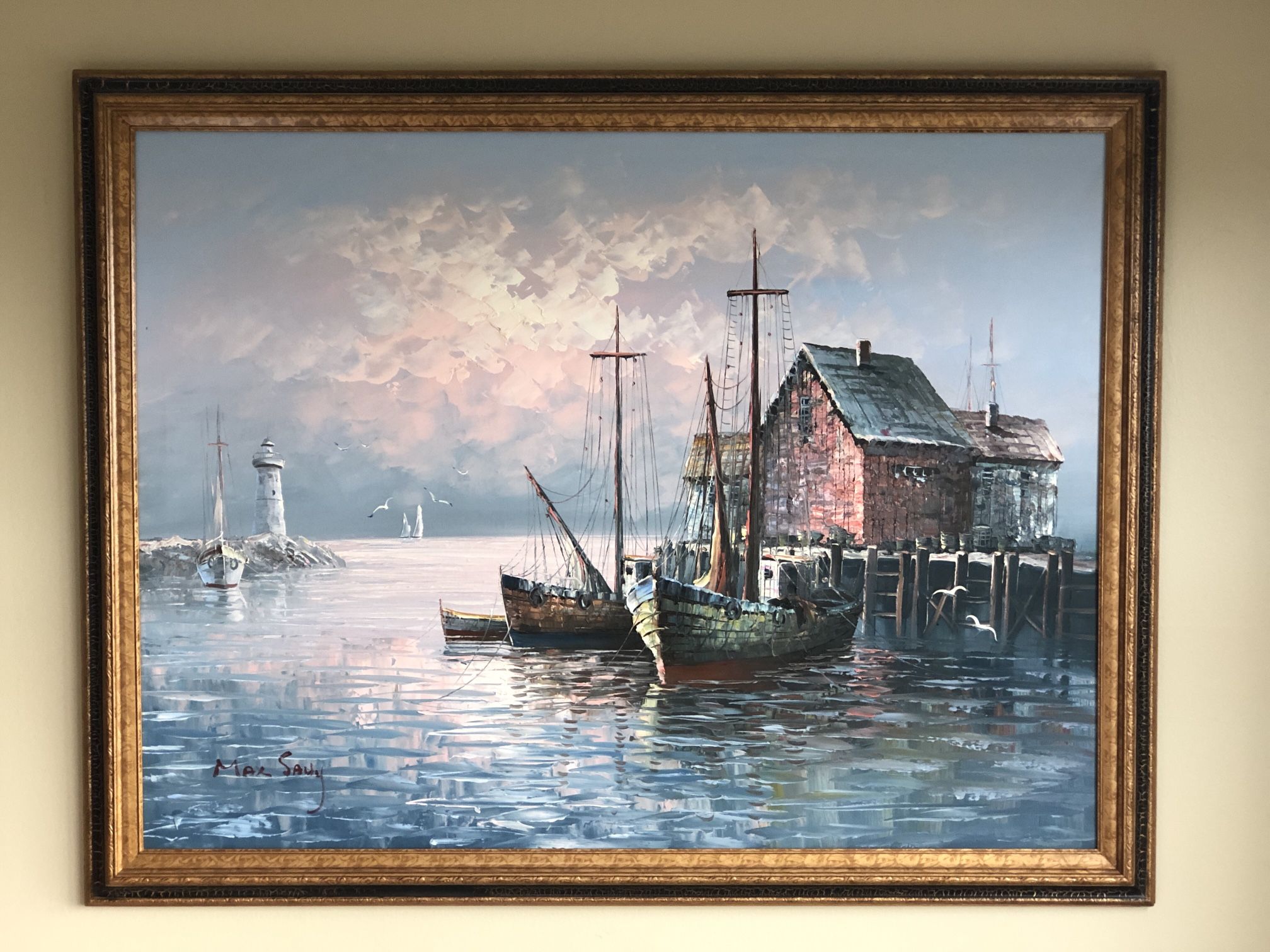 LARGE!! MAX SAVY Signed Oil Painting On Canvas! EXCELLENT