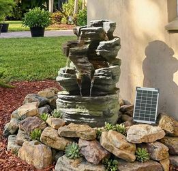 6-Tier Solar Powered Water Fountain Outdoor Waterfall 24.4 in
Daytime solar charging, warm LED glow after sunset, outlet-free outdoor garden water fea