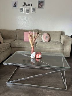 Glass Top Coffee Table & Glass top side Table