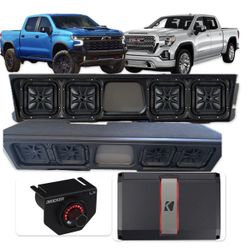 CHEVY SILVERADO GMC SIERRA CREW CABS FULL BASS PACKAGE KICKER AUDIO INSTALLED CUSTOM BOX