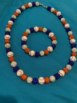 Bling Baseball Bracelet And Necklace 