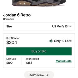 🔥🔥🔥Retro Jordan 6 Bordeaux🔥🔥🔥