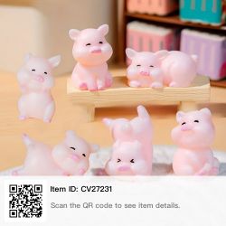 6pcs, Micro Landscape Cartoon Pig Decoration Accessories Bonsai Landscape Resin Crafts Tabletop Decoration