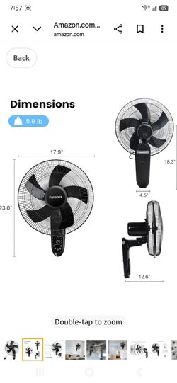 Fanspex 16" Wall Mounted Fan - Black