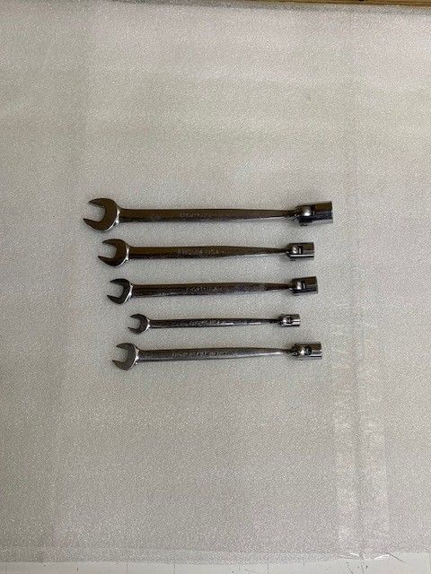 Snap On 5pc Set, 12 Point Flex Head/Open End Combination Socket Wrench 10, 13, 14, 17mm