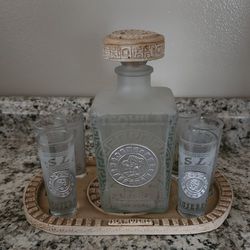 Tequila Decanter And Shot Glass Set Like New