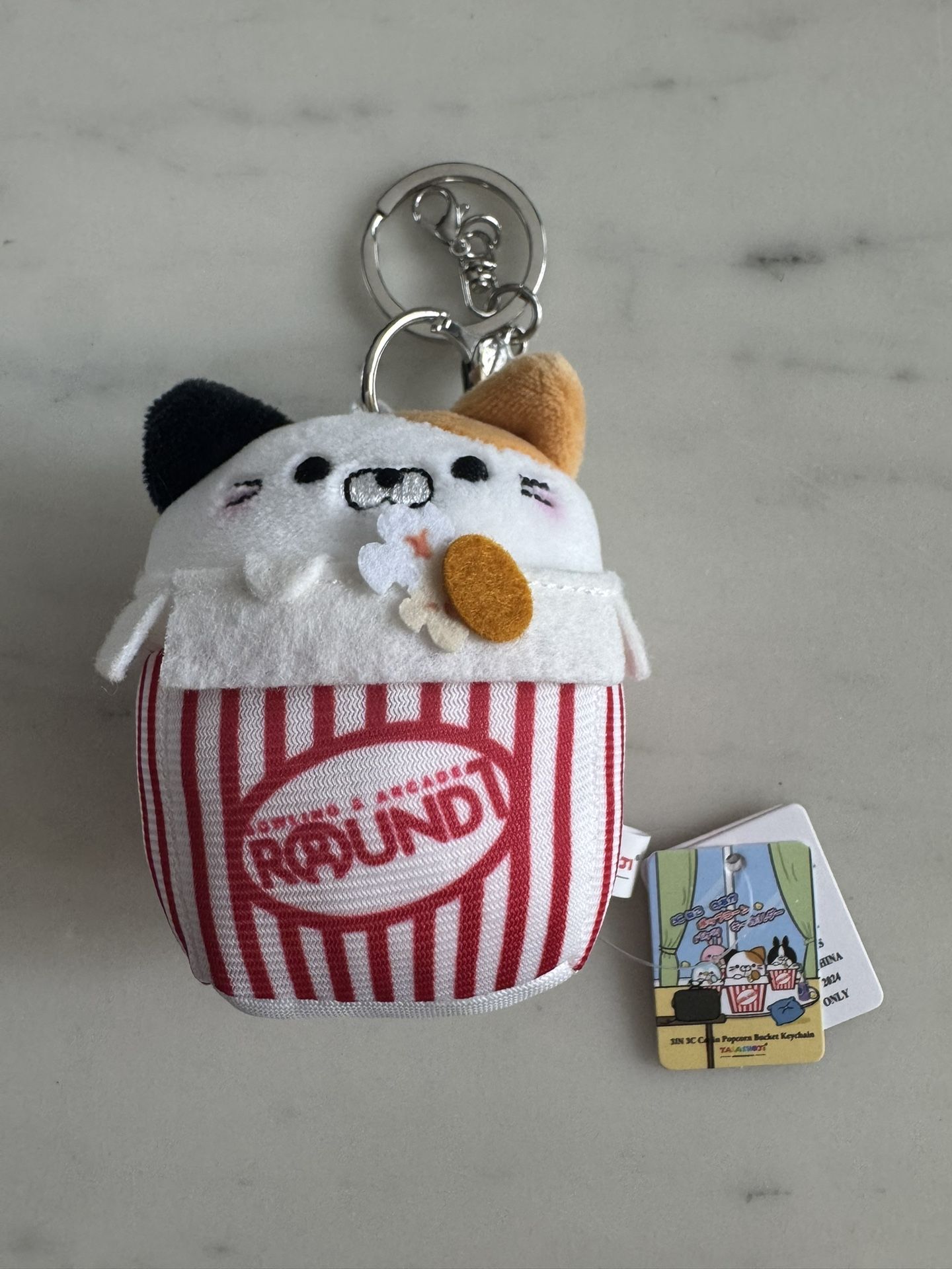 Round 1 Arcade Popcorn Cat Keychain Plush