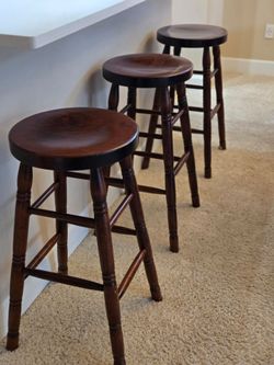 Set of 3 solid cherry bar stools
