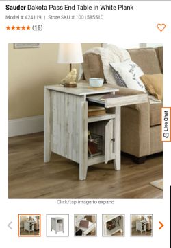 Sauder Dakota Pass End Table in White Plank