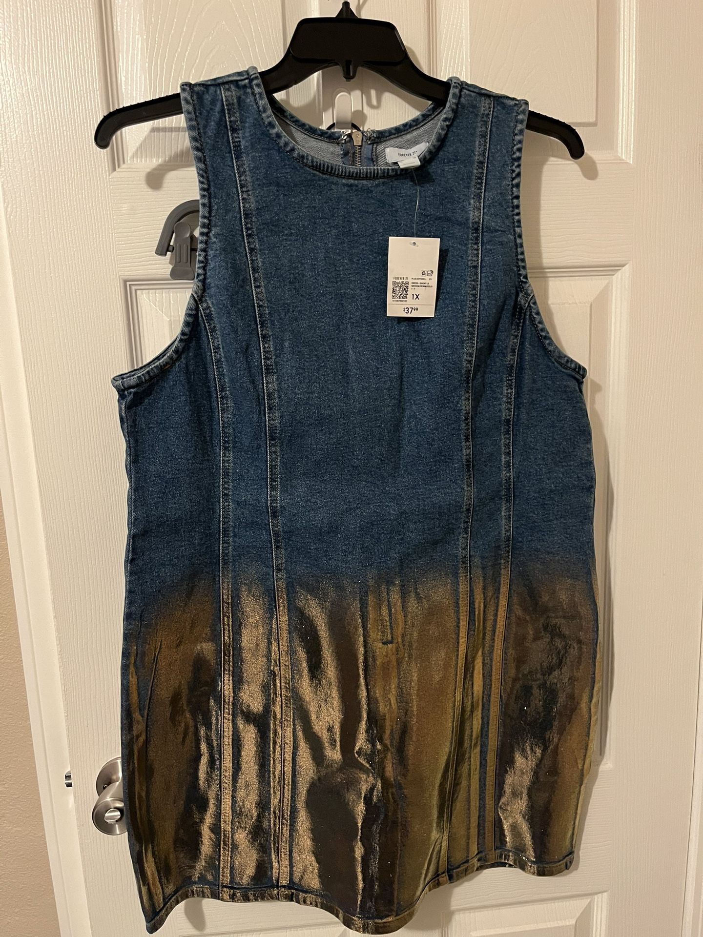 NWT Denim And Gold Detail Dress