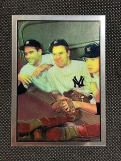 1996 Topps Finest Chrome #44 MICKEY MANTLE YOGI BERRA HANK BAUER Yankees HOF