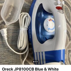 Oreck JP8100CB Blue & White Corded Cordless Steam Iron Ironer No Stand Tested