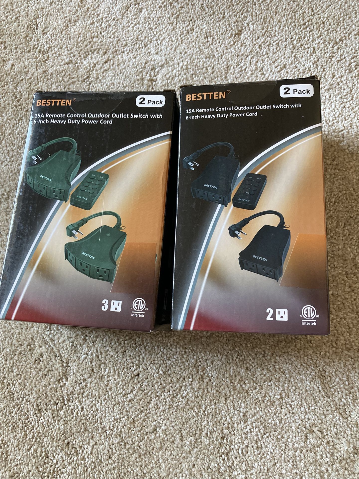 Bestten 15 amp remote control outdoor outlet switch with 6 inch heavy duty power cord