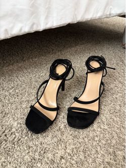 Black Strappy Lace-Up Heels