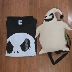 Oogie Boogie Small Backpack 15.5" Bag The Nightmare Before Christmas disney plus free tshirt