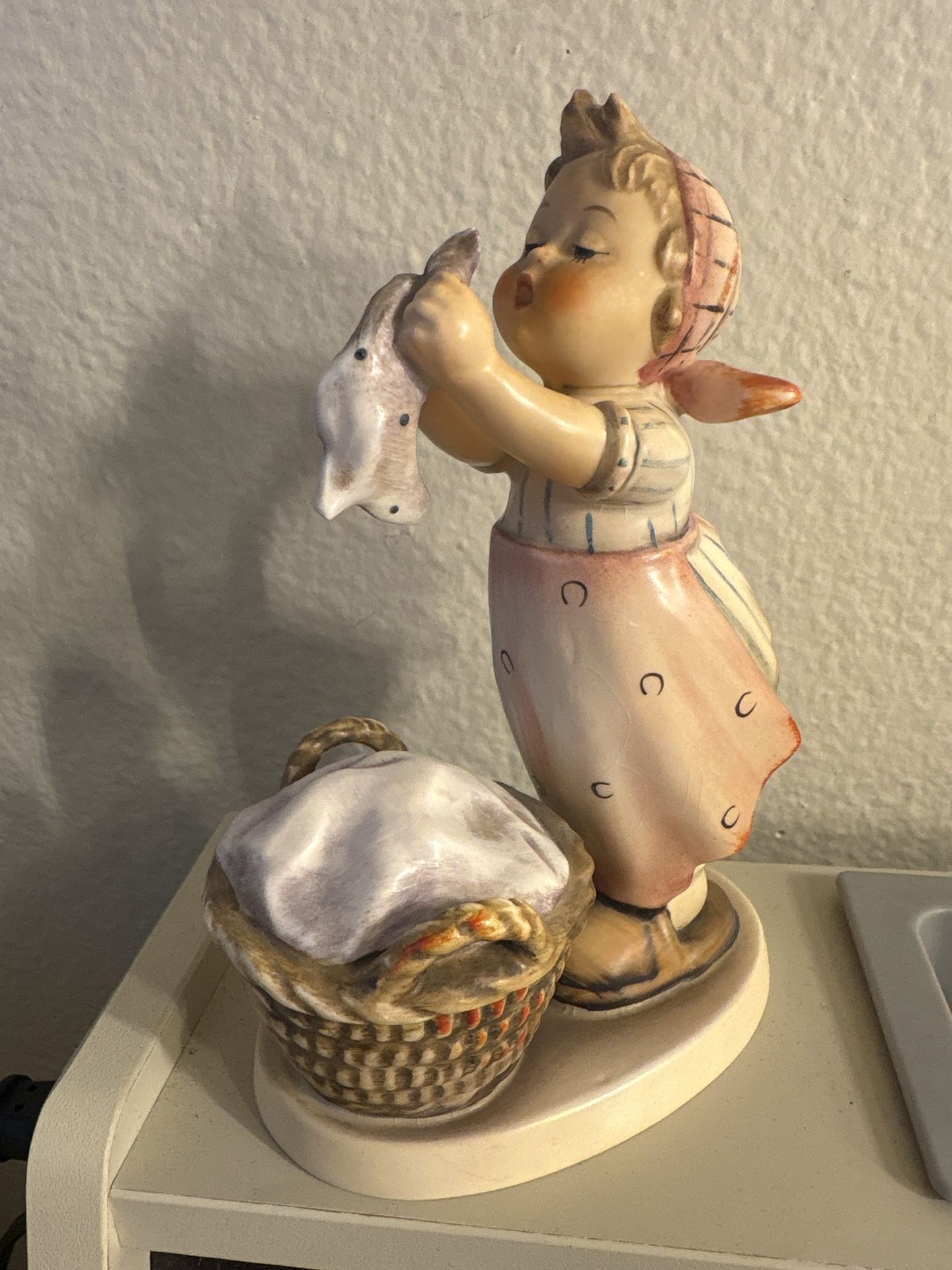 Vintage Goebel Figurine – Girl Hanging Laundry – W. Germany – Hand Painted