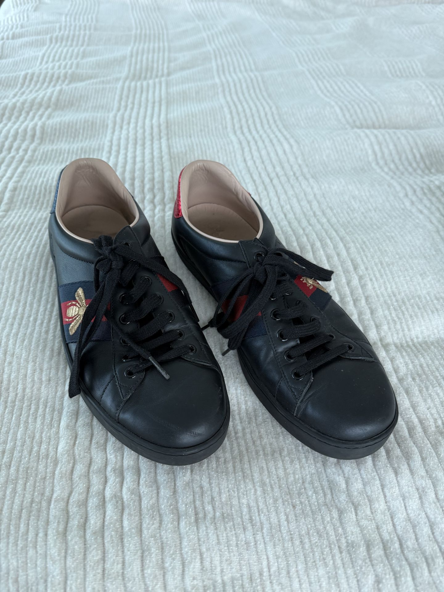 REAL Gucci Ace Embroidered 'Black Bee', Men 8