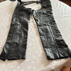 Size MW Black Harley Davidson Leather Chaps