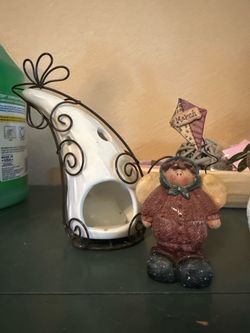 Ceramic and Wire Tealight Candle Holder