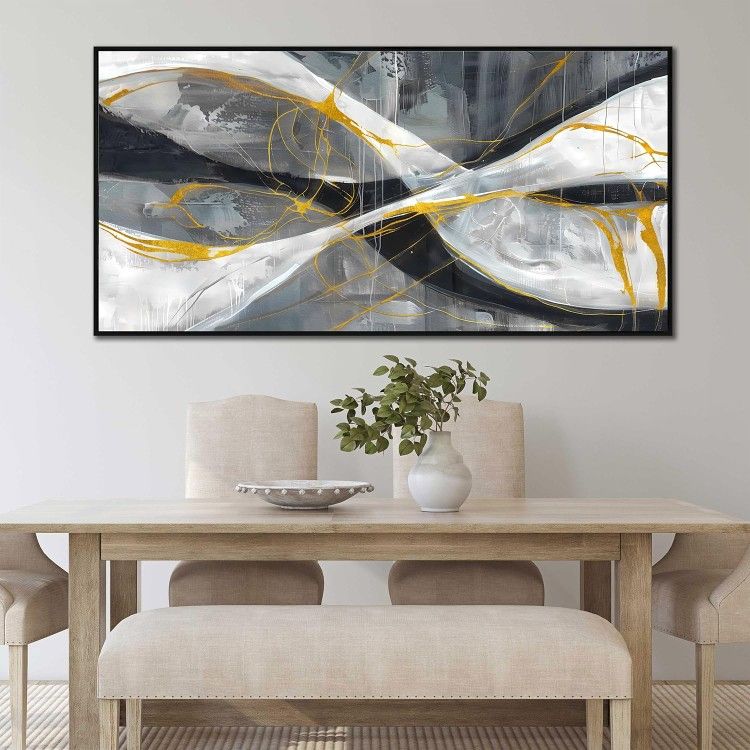 Abstract Canvas Wall Art – Black & Gold C29
