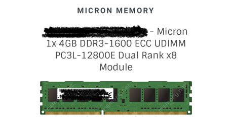 1x 4GB DDR3-1600 ECC UDIMM PC3L-12800E Dual Rank ×8 Module