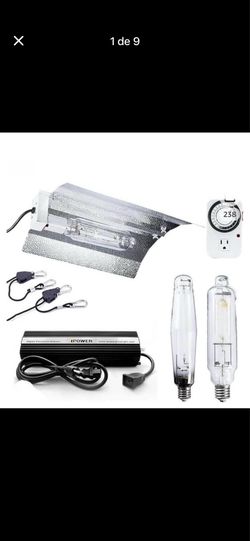 iPower 1000 Watt HPS & MH Bulbs Digital Dimmable Ballast Grow Light System Kit Horticulture Wing Reflector Hood Set with Timer, 1000W, HPS MH, White