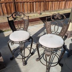 2 Metal Bronze Swivel Barstools Strudy