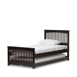 TWIN PLATFORM BED WITH TRUNDLE.