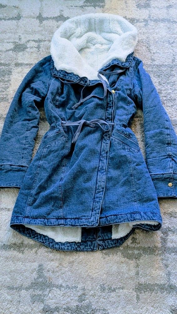 Women's Sherpa Lined Denim Coat Size XS