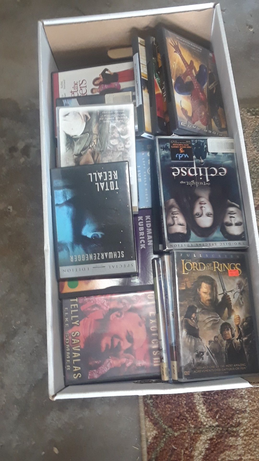 Box of almost 100 DVD movies