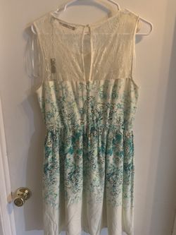 White And Green Floral Dress With Lace Top Lauren Conrad Size 10
