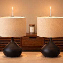  Set of 2 Modern Table Lamps – Minor Shade Imperfection (See Photos) Desk Lamp Simple Retro Table Lamp Bedroom Bedside Table Lamp Living Room Side Cab