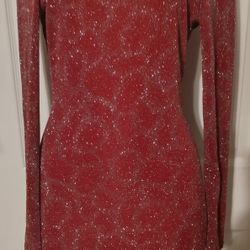 Long Sleeve Backless Sequin Short Bodycon Cocktail Dress

