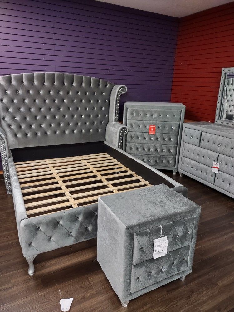New cal King Bed Frame Dresser And Two Nightstands On Sale Now Don't Miss