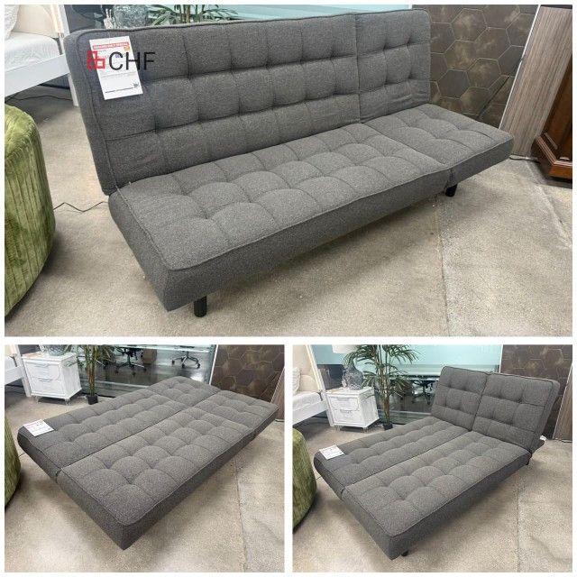 Dark Gray Or Light Gray Fabric Convertible Futon Sofa Bed - limited time offer