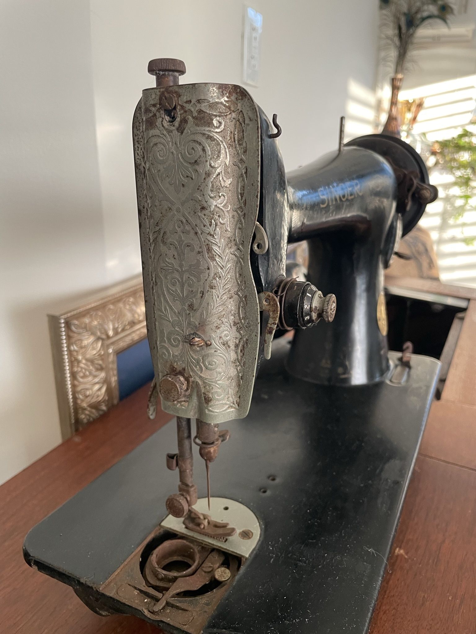 Antique Sewing Machine With Table Chair (Chair Needs To Be
