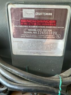 Vintage Sears Craftsman 5” Bench Grinder – Made in USA