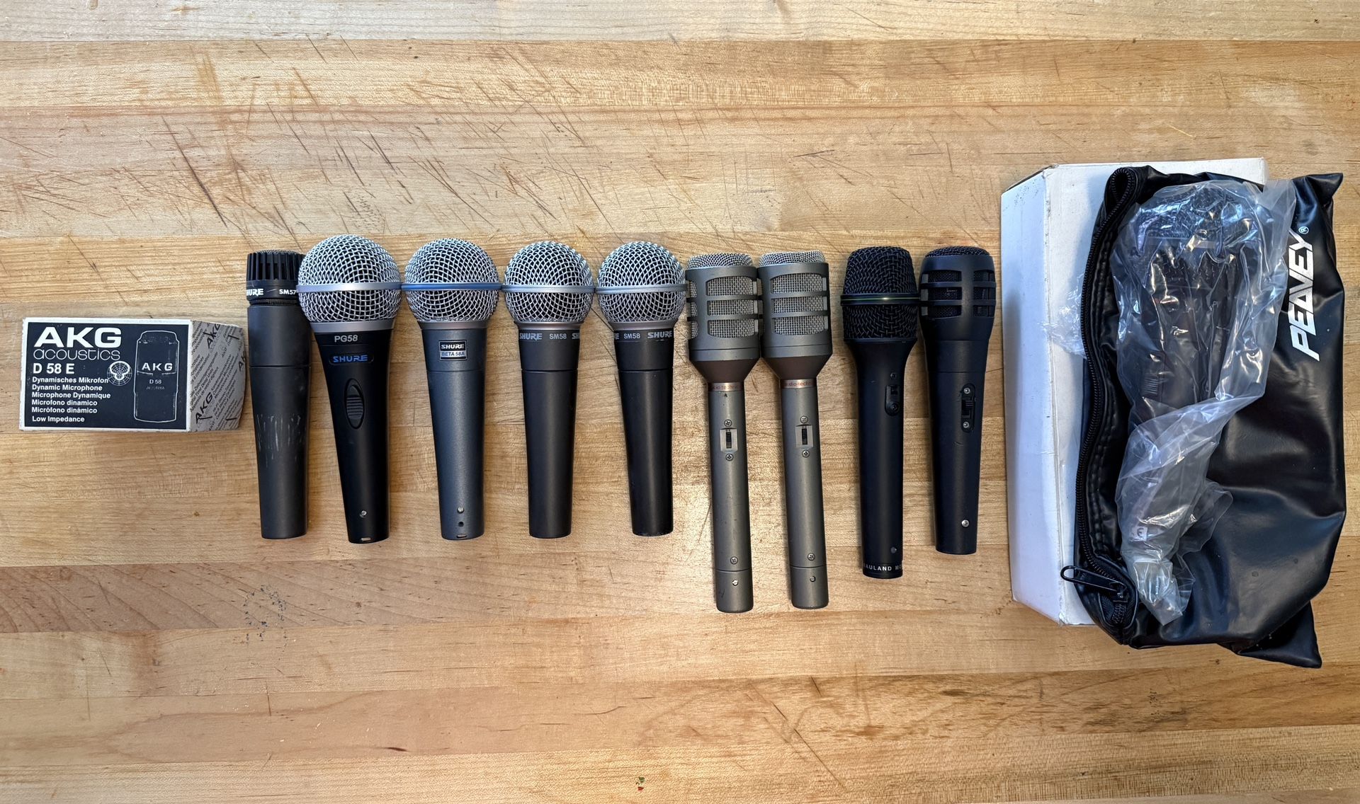Various Wired Microphones - Shure, Peavey, Audio Technica & AKG