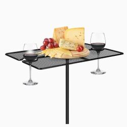 Outdoor Beverage/Drink & Food Holder Stake Table For Camping, Fire Pit, Backyard
