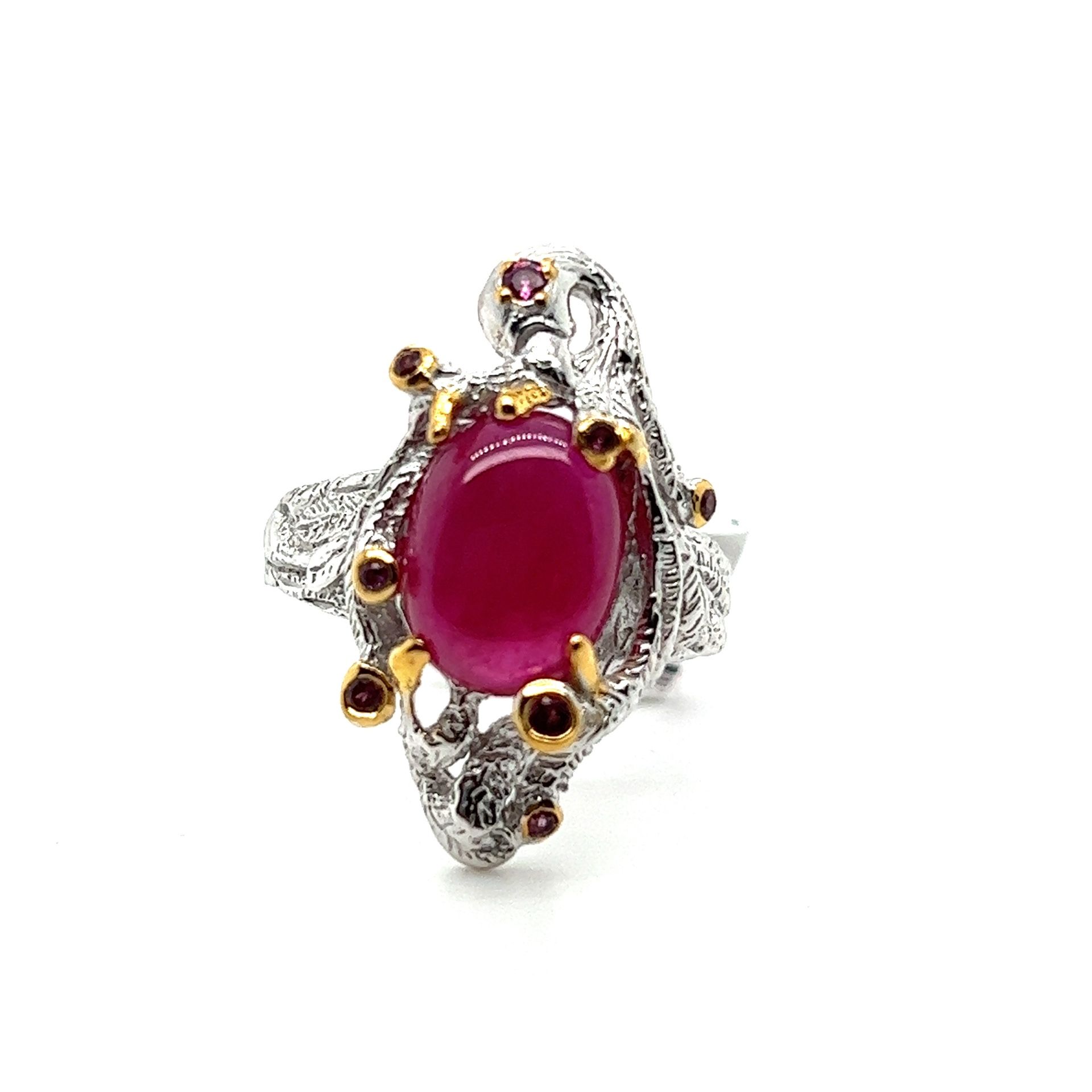 925 Sterling Silver Womens Gemstone Ring With Oval Ruby Size 9 6.60grams 160693 6
