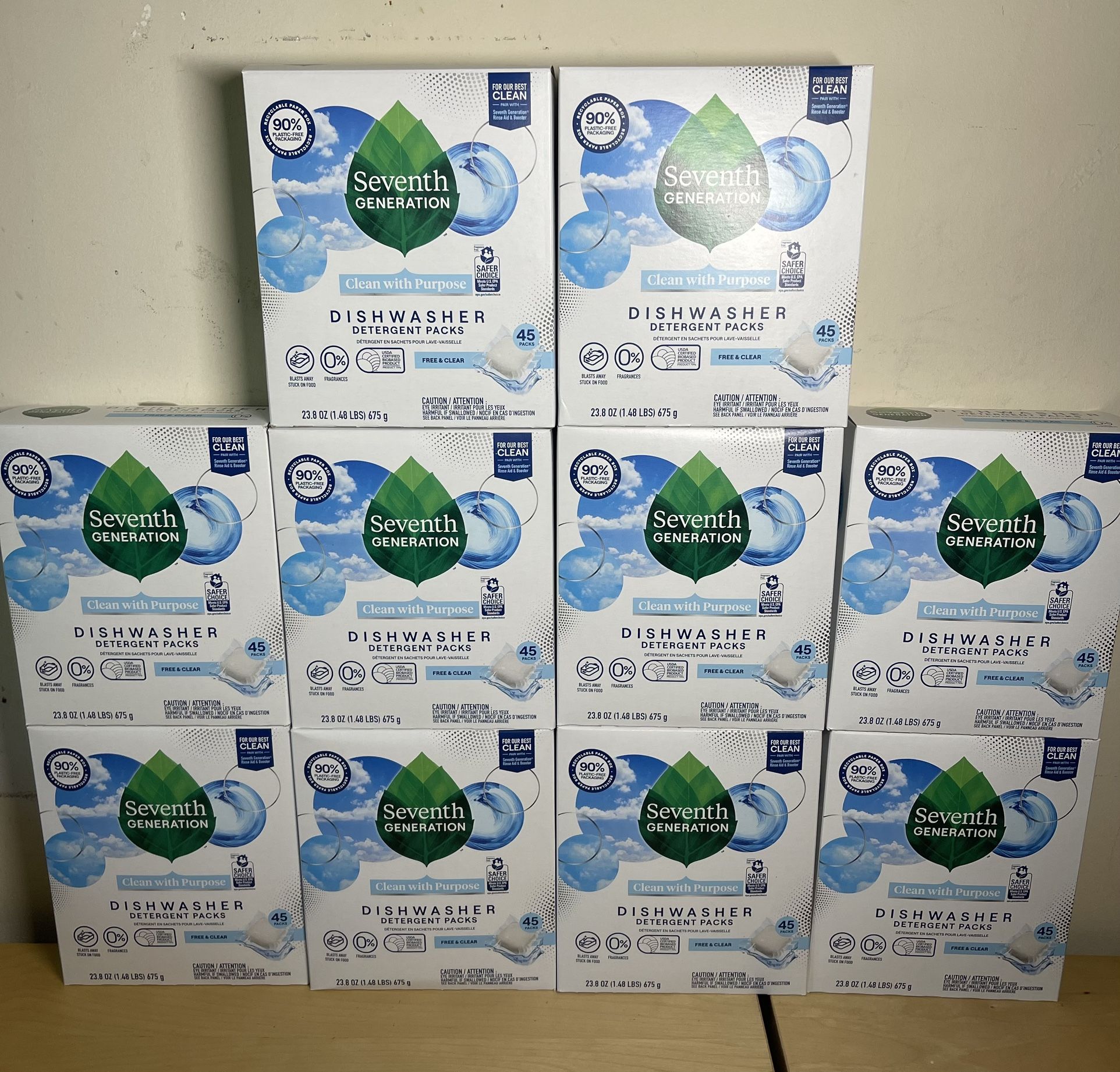 NEW Seventh Generation Dishwasher Detergent Packs Free & Clear - 45 ct