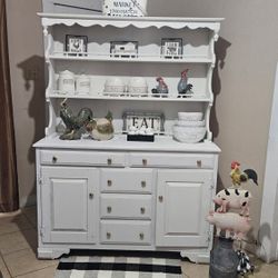 Wood Hutch Or Coffee Bar Farmhouse Heavy Sturdy Size 50 ;wide/ 68:H 