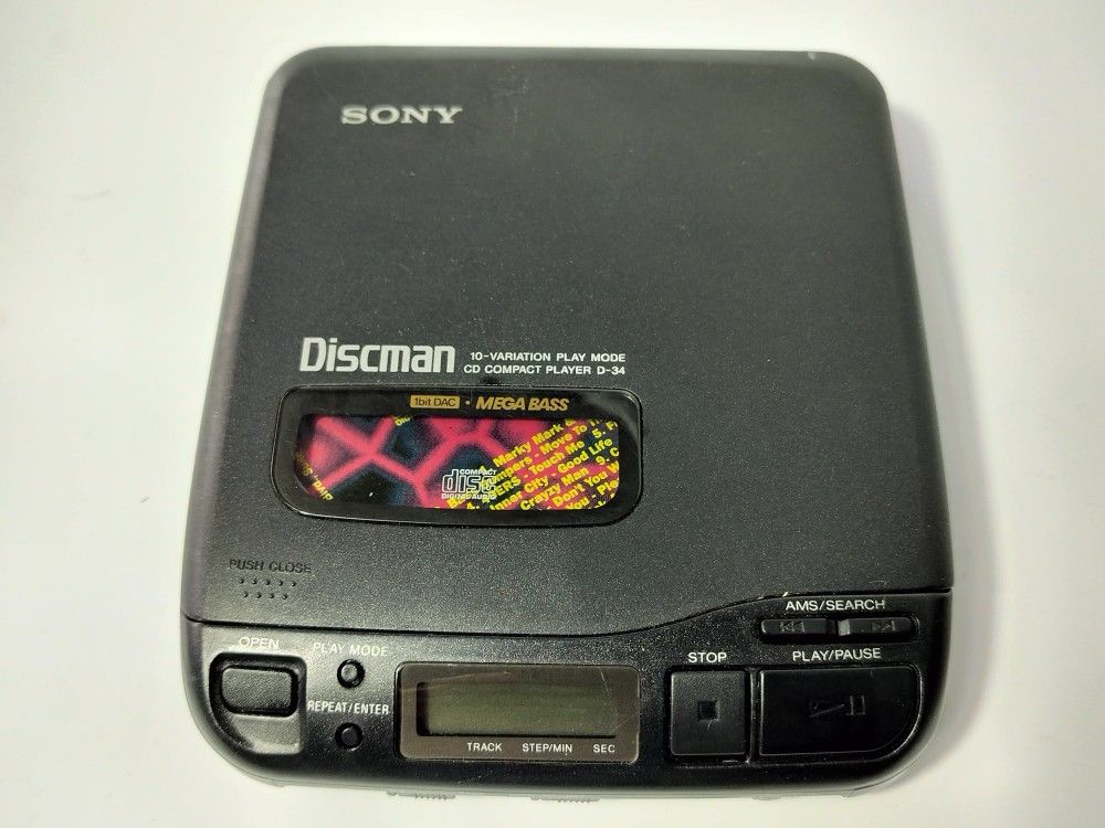Vintage Sony Discman D-34 Portable CD Compact Player Mega Bass