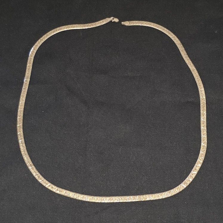 VTG Sterling Silver 925 ITALY Necklace Herringbone 5mm Chain 24” 22 Grams Patina