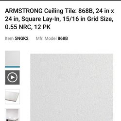 Lot of 88 boxes x 12 pieces ARMSTRONG 868B ceiling tile 24”x24”x1”.