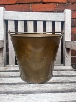 Vintage Solid Brass Pale Coal Bucket Pail  Swinging Handle